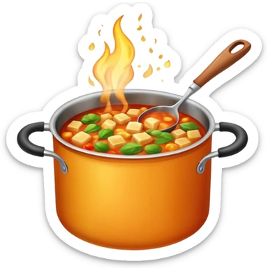 Cooking food in pot  sticker