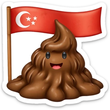 Indonesia flag but poop in mid sticker