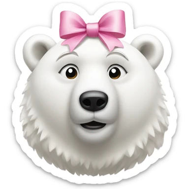 Polar bear wearing a pink bow  sticker