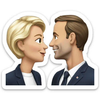 Macron qui fait un bisou à lepen sticker