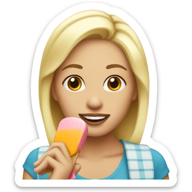 blonde woman eating popsicle in shower sticker