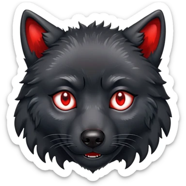 sad crying black wolf with red eyes sticker
