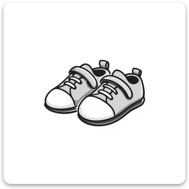 a pair of children's shoes, small sneakers or sandals, with cute details, in pastel colors dd9fb0, ffc6d3, a3bfc9, c4bee2, f1b091, detailed hand-drawn doodle style sticker