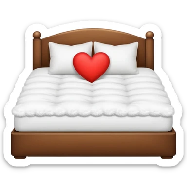 white bed with heart sticker