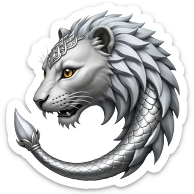 Silver Elder Scrolls Online Lion eating its tail Ouroboro sticker