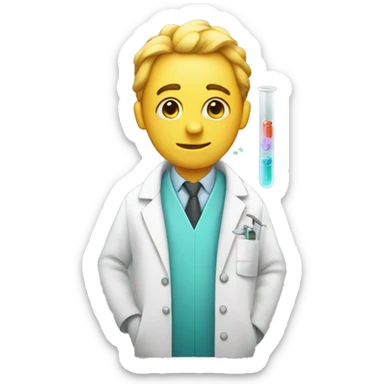 test tube, gear, and lab coat sticker