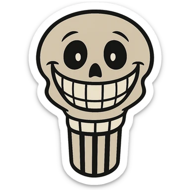 Add a lower jaw to complete the mouth and smile, keeping the skull happy and cheerful. Remove the background. sticker