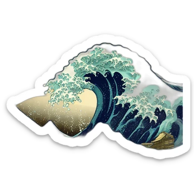large wave off kanagawa sticker