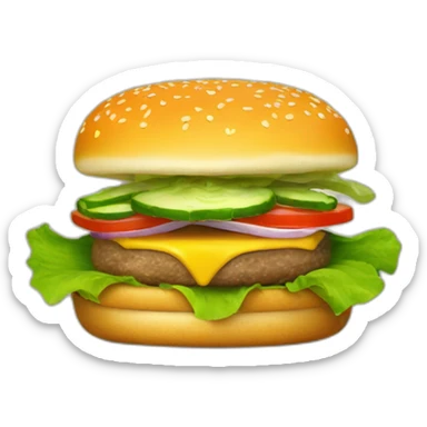 Cheeseburger with lettuce, onion, pickles, special sauce sticker