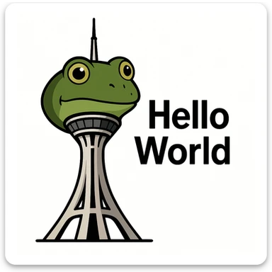 milad tower with text: Hello World sticker