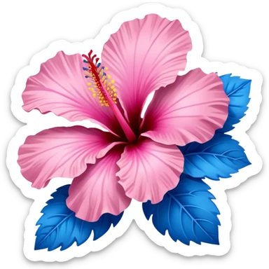 Pink and blue hibiscus  sticker
