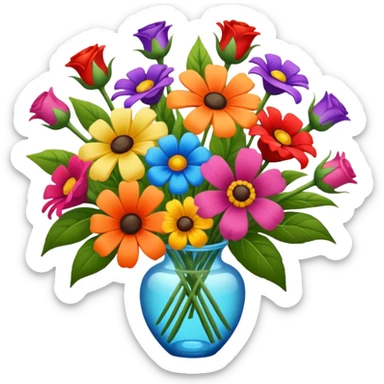 Realistic bouquet of flowers, vibrant, Thomas Kincaid style sticker