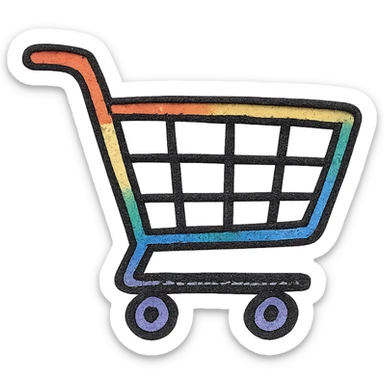 shopping cart in pride colors, clean outline, no fill sticker
