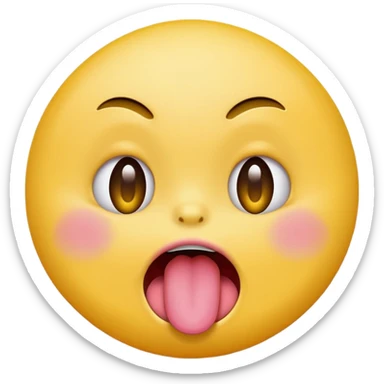 original emoji look yellow circle with winkey face tongue out and cringey sticker
