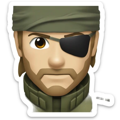 Solid snake from metal gear solid 3 as big boss with brown her and and an eyepatch  sticker