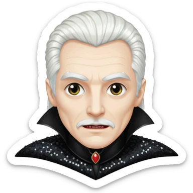 Dracula with white hair, black sequin outfit sticker