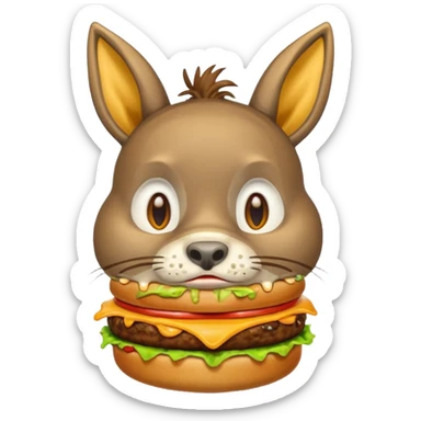 shit dripping of  donkey cat eating hamburgers sticker