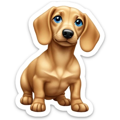 Blonde miniature weiner dog blue eyes puppy  sticker