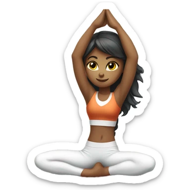 sporty cat girl in sport uniform doing yoga pose cat  sticker