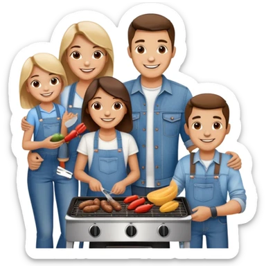Turkish beautiful finished islamic family denim clothes and make bbq time sticker