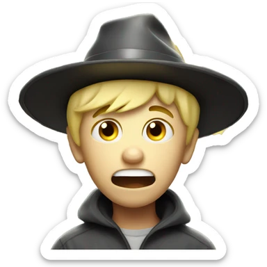 blond boy with hat scared Flashlight in hand spooky halloween sticker