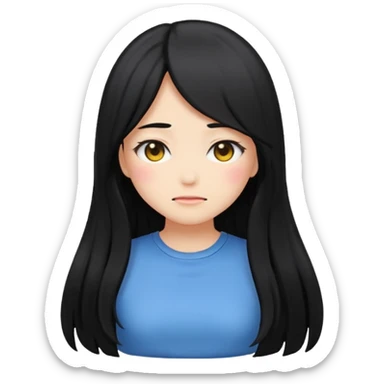 anime style emoji of a girl with long hair, back turned, blushing, covering face sticker