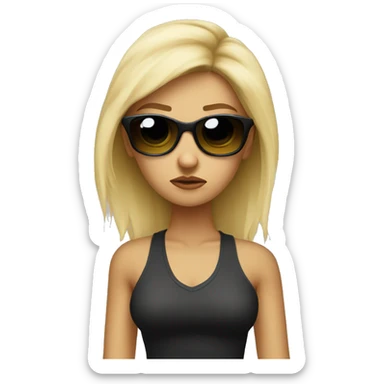 angry blond girl with sun glasses sticker
