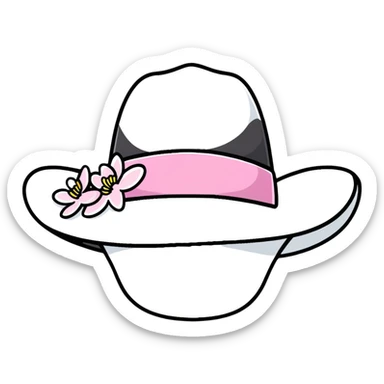 White cowgirl hat with pink cherry blossoms sticker