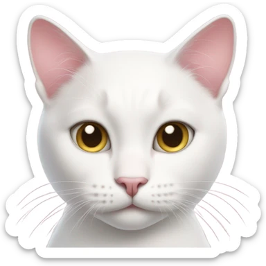 White cat wearing pink top hay sticker