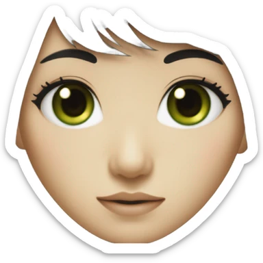 Beautiful girl,Black hair,long hair,Bang hair,Green eyes,Korean sticker