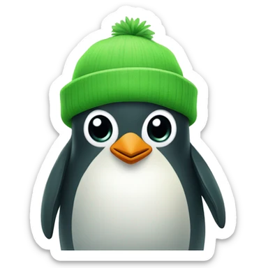 green friendly penguin sticker