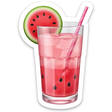 very light pink lemonade in glass with chunk of watermelon on rim no straw sticker