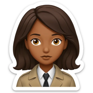 Generate 
1 detective she's white hair covered light eyes fair skin
1 detectective she's black NO HIJAB HAIR OUT BROWN skin  sticker