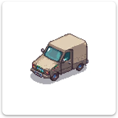 basic courier truck from side angle, few pixels sticker