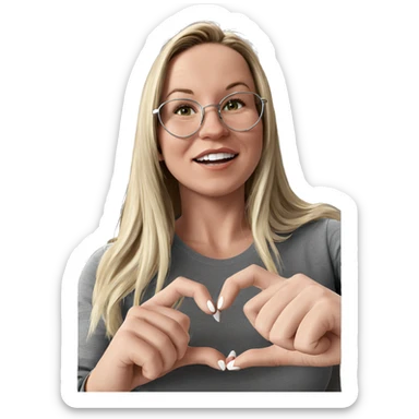 blonde girl with heart hands sticker