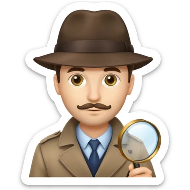 a detective man with hat and holding magnifying glass sticker
