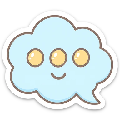 kawaii style cloud-shaped speech bubble with three dots in the center symbolizing writing, representing a post caption as a comment sticker
