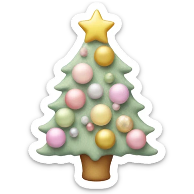 pastel pin k christmas tree with pastel pink and pastel yellow ornaments sticker