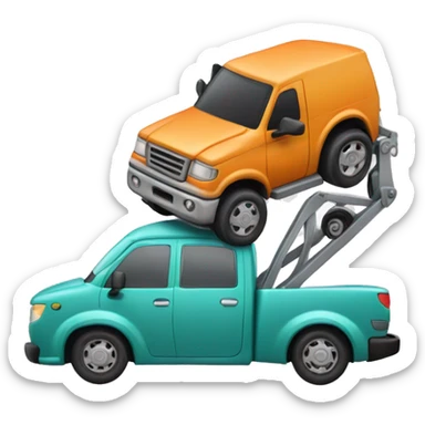 Tow truck carrying a smaller car  sticker
