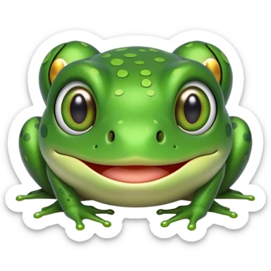 simple kawaii frog, very simple dot eyes, vey big pupils sticker