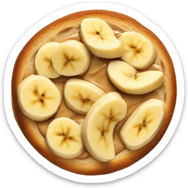 Toasted bread with penut and banana slices on it sticker