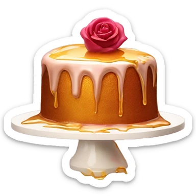 Rose gold cut cake with golden syrup oozing out of ig sticker