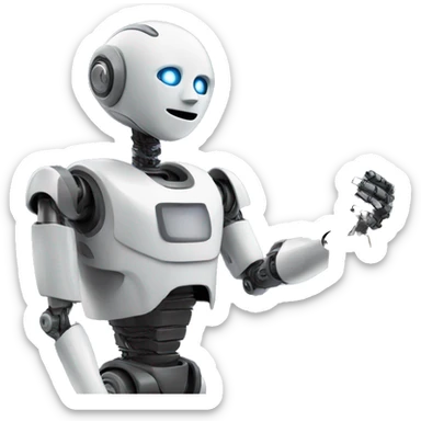 a robot handing a card to a human sticker