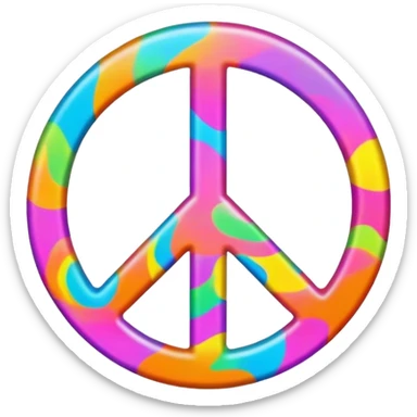Brightly colored Psychedelic word, “Peace” sticker
