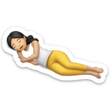 asian girl sleeping in the bed  sticker