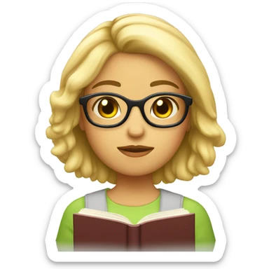 Chica rubia pelo corto y lentes de lectura sticker