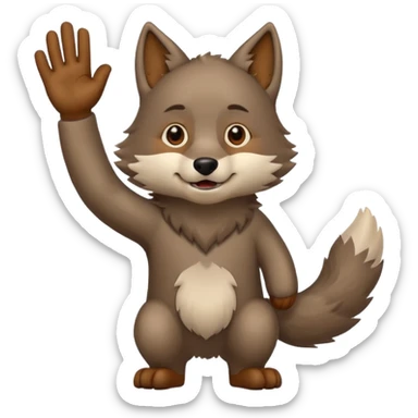 wolf waving his hand while he's standing sticker