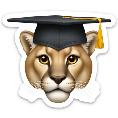 cougar with graduation hat on sticker
