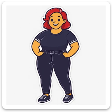 Change hair color to red, keep everything else the same, in sticker style. sticker