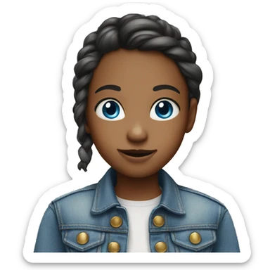 smiling girl in denim jacket blue eyes sticker